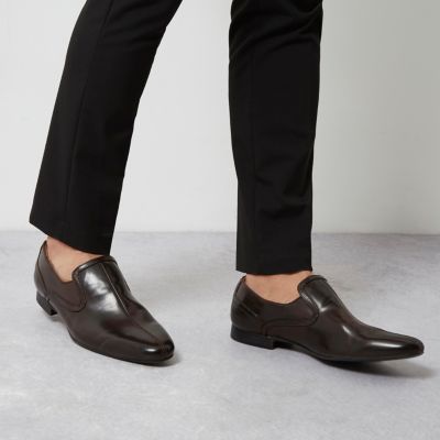 Dark brown smart slip on shoes
